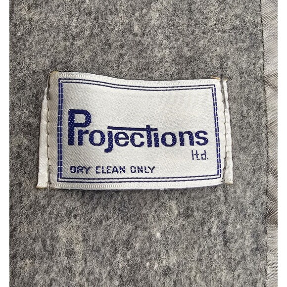 VTG Projections Long Wool Coat Gray Double Breasted Overcoat USA Union Women M/L - Picture 3 of 15